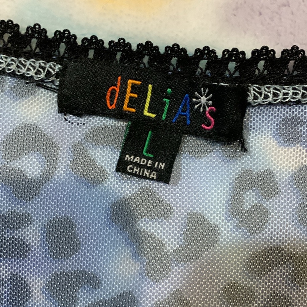 dELiA*s Sheer Blue Cheetah Print Crop Top - Picture 7 of 8